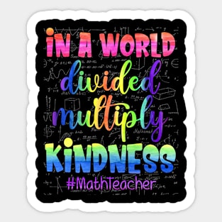 Math Teacher In A World Divided Multiply Kindness Pi Day Sticker